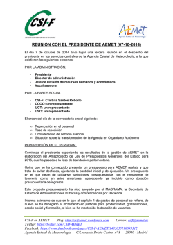 REUNIÓN CON EL PRESIDENTE DE AEMET (07-10-2014) - Csi-f