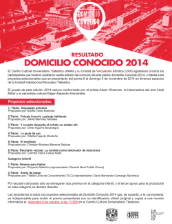 DOMICILIO CONOCIDO 2014 - Centro Cultural Universitario Tlatelolco