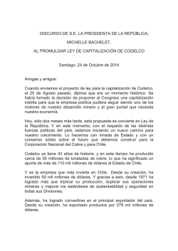 Texto del discurso de la Presidenta Bachelet - Codelco