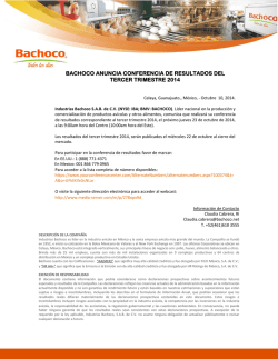 bachoco anuncia conferencia de resultados del tercer trimestre 2014