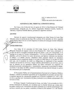 SENTENCIA DEL TRIBUNAL CONSTITUCIONAL En Lima, a los 8