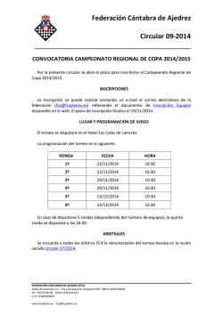 Convocatoria campeonatos regionales de Copa 2014/2015 - FCA