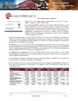 RESULTADOS Tercer Trimestre de 2014 - Grupo México