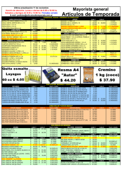 lista de precios general - Articulos de temporada