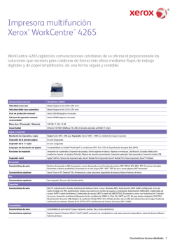 Características técnicas detalladas - WorkCentre 4265 - Xerox