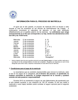 Información proceso de matrícula 2015 - Colegio Villa María Academy