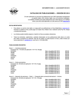 CATÁLOGO DE PUBLICACIONES — EDICIÓN DE 2014 - ICAO