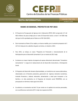 Ramo 20 SEDESOL. Proyecto DE PEF 2015 - CEFP