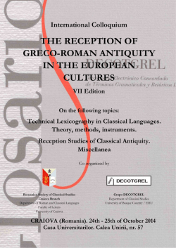 The Reception of Greco-Roman Antiquity in the European Cultures