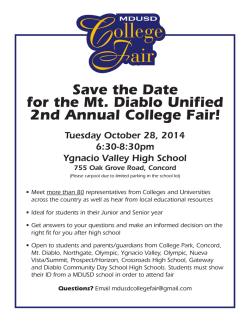 Save the Date for the Mt. Diablo Unified 2nd Annual - Olympic High