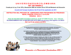 Bienvenidos a la Universidad Surcolombiana 2015-1