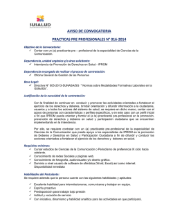 aviso de convocatoria practicas pre profesionales n° 016-2014