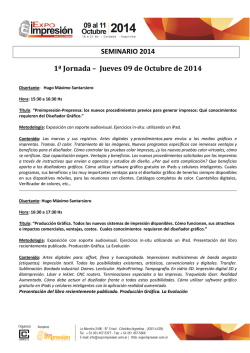 SEMINARIO 2014 1ª Jornada – Jueves 09 de Octubre de 2014