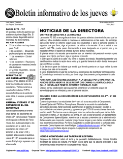 NOTICIAS DE LA DIRECTORA - PS 295