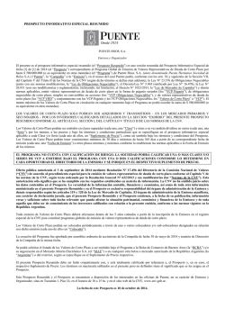 PUENTE VCP - Clase 1 Prospecto Informativo Resumido - Bancor