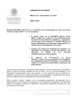 COMUNICADO DE PRENSA México, D.F., 12 de octubre - Sagarpa