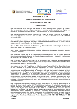 RESOLUCIÓN No. 14 387 MINISTERIO DE INDUSTRIAS Y