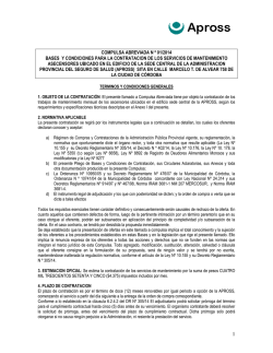 COMPULSA ABREVIADA N º 01/2014 BASES Y CONDICIONES