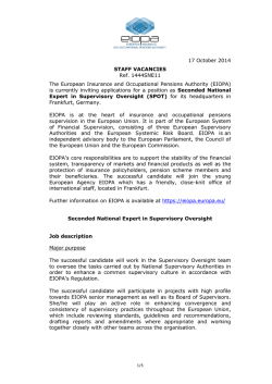 SNE in Supervisory Oversight - Eiopa - Europa
