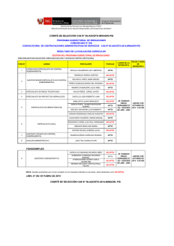Resultado evaluación curricular 6ta Convocatoria CAS 2014