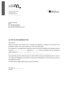 lettre de recommandation - Faculté de médecine Paris Descartes