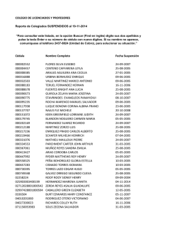 Listado de colegiados SUSPENDIDOS al 27102014 - Colypro