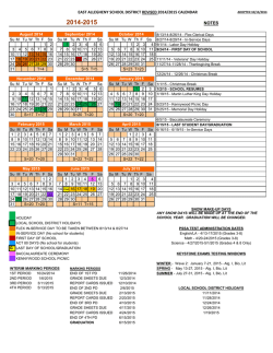 Updated 2014/2015 School Calendar - East Allegheny School District
