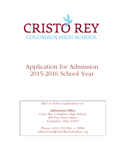 Application for Admission 2015-2016 School Year - Cristo Rey