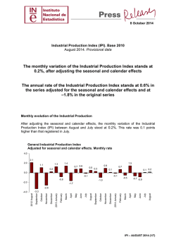 Industrial Production Index (IPI). August 2014 - Instituto Nacional de