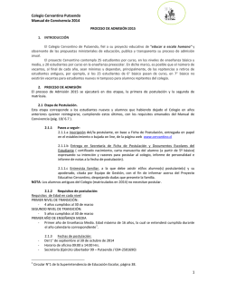 Protocolo de admisión y matrícula 2015 - Colegio Cervantino
