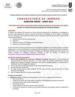 convocatoria para el doctorado en ciencias - CIIDIR Unidad Oaxaca