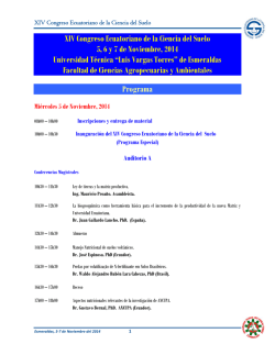 XIV Congreso Ecuatoriano de la Ciencia del Suelo 5, 6 y 7 de