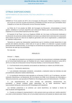 ORDEN de 15 de octubre de 2014, de la Consejera de - Euskadi.net