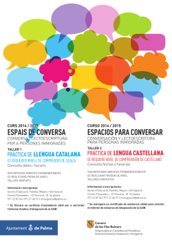 Curs 2014/2015 Espais de Conversa - Ajuntament de Palma