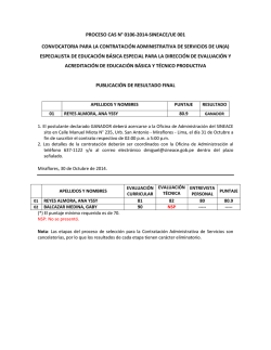 PROCESO CAS N° 0106-2014-SINEACE/UE 001 CONVOCATORIA