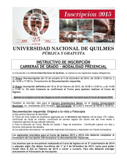 Instructivo de Inscripción - Universidad Nacional de Quilmes
