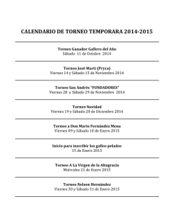 C LEND RIO DE TORNEO TEMPOR R 2014-2015 - Gallero Soy