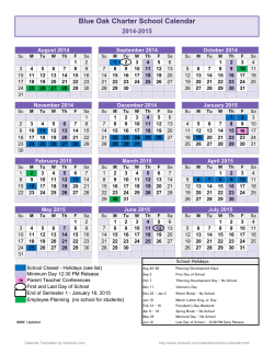 School Year Calendar Template - Blue Oak Charter School