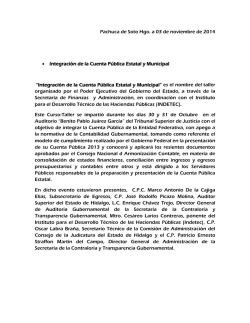 Pachuca de Soto Hgo. a 03 de noviembre de 2014 • Integración de