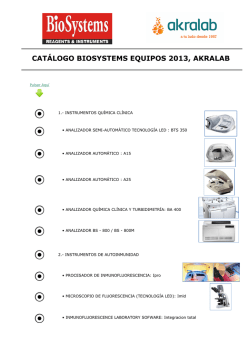 CATÁLOGO BIOSYSTEMS EQUIPOS 2013, AKRALAB
