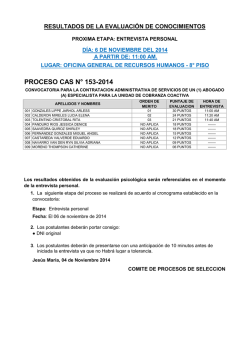 PROCESO CAS N° 153-2014