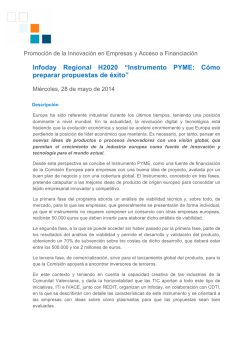 Infoday Regional H2020 “Instrumento PYME: Cómo - Femeval