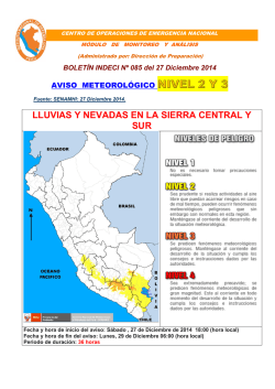 LLUVIAS Y NEVADAS EN LA SIERRA CENTRAL Y SUR - Indeci