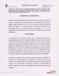 ACUERDO No. PGJE/021/2014 - Procuraduría General de Justicia