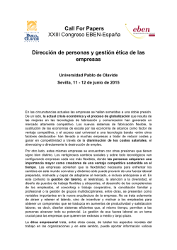 Call For Papers XXIII Congreso EBEN-España Dirección de