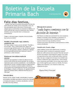 Boletin de la Escuela Primaria Bach Primaria Bach
