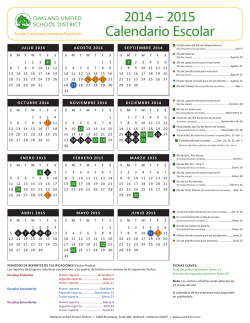 2014 – 2015 Calendario Escolar - Oakland Unified School District