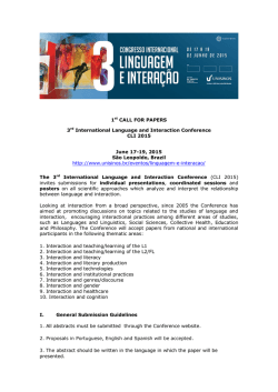 1st CALL FOR PAPERS 3rd International Language and Interaction