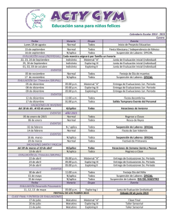 Calendario Escolar 2014 - 2015 Cunero Fecha Horario