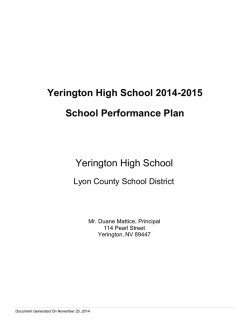 Yerington High School 2014-2015 School Performance Plan